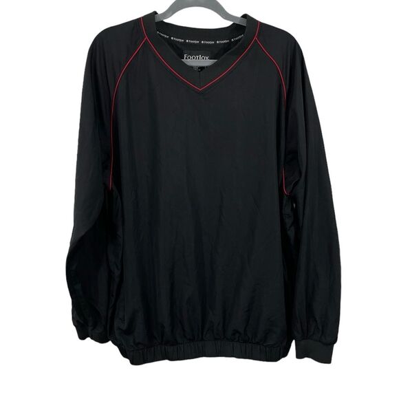 FootJoy FJ Golf Pullover Black Red Windbreaker V-Neck Men's Size LARGE - Picture 1 of 5